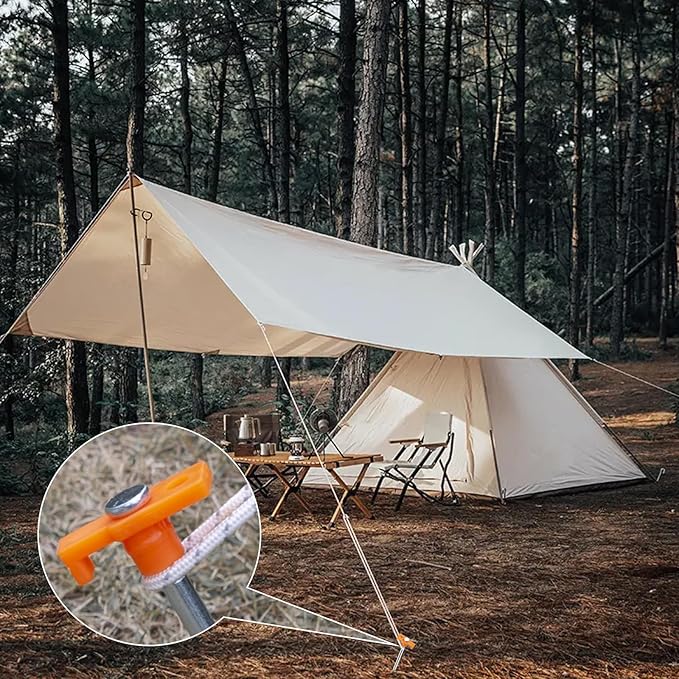 Tent Stakes Heavy Duty Camping Stakes,AVOFOREST 7.1/9.8inch Non-Rust Metal Tent Pegs Ground Stakes Tent Spikes Camping,Garden,Hiking Green/Orange/Black (Orange 12+2pcs, 10IN)