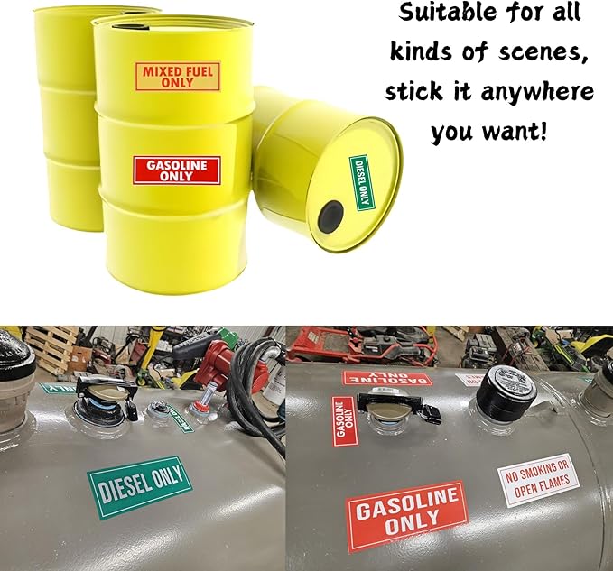 4PCS Gasoline Only Vinyl Sticker for Cars Trucks Fuel Caps Durable Weather Resistant Easy to Apply 2 Inch x 6 Inch