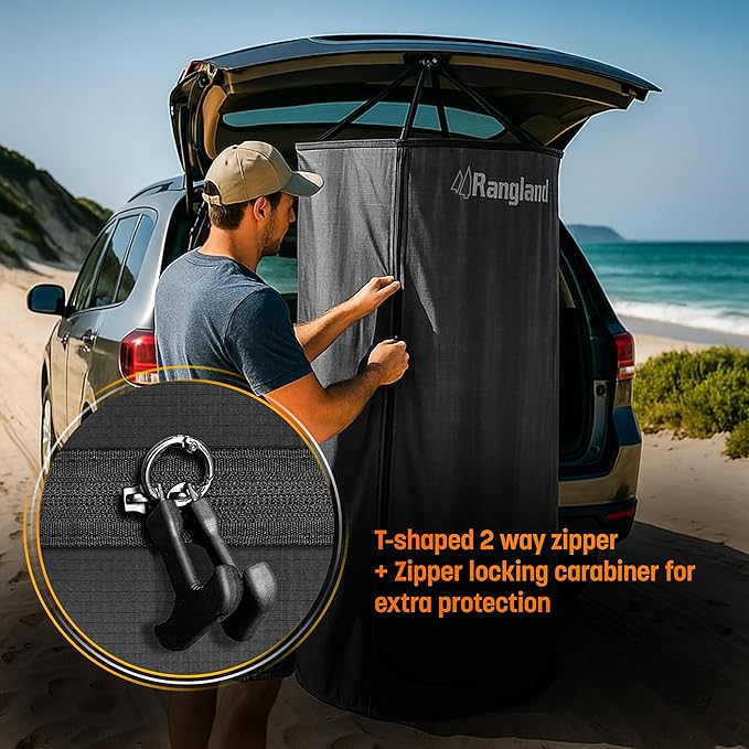 Portable Changing Room Tent - Instant Pop Up Privacy Pod with Suction Cup for SUV Liftgate, for Camping, Shower, Beach and Toilet Stall (Carrying Bag Included) (Black)