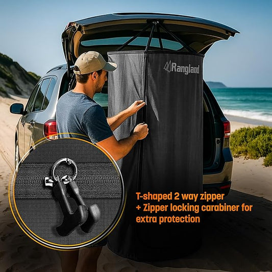 Portable Changing Room Tent - Instant Pop Up Privacy Pod with Suction Cup for SUV Liftgate, for Camping, Shower, Beach and Toilet Stall (Carrying Bag Included) (Black)