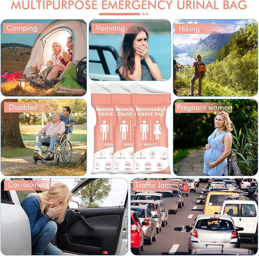 DIBBATU Disposable Urine Bag, 12/24 PCS Pee Bags for Travel for Women/Men, 800ML Emergency Portable Urinal Bag and Vomit Bags, Unisex Urinal Bag for Camping, Traffic Jams, Pregnant, Patient