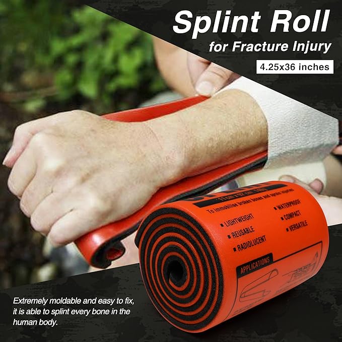 Survival First Aid Kit with Israeli Bandage, Splint, Chest Seal, Tactical Military Combat Molle IFAK for Wound Care, Bleeding Control, Trauma Hemorrhage and More