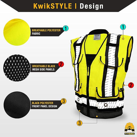 KwikSafety - Charlotte, NC - GODFATHER Safety Vest [CUSHIONED COLLAR + TABLET POCKET] ANSI OSHA