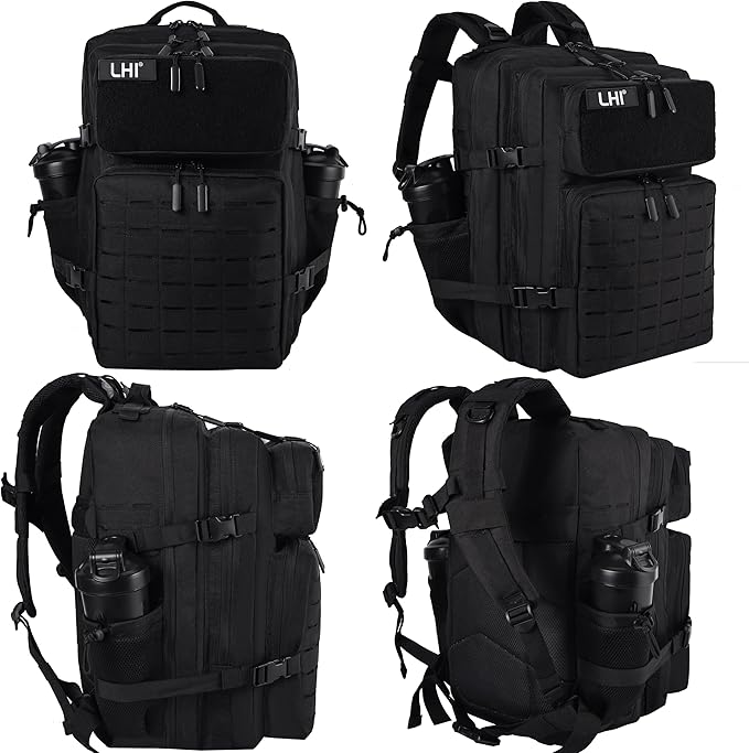 LHI Tactical Military Backpack for Men 25L/45L Large Molle Army Assault Pack 3 Day Hiking Rucksack With Bottle Holder