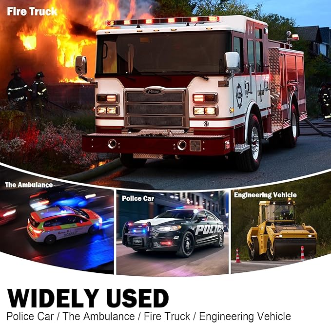 Emergency Police Siren Speaker Kit, 200W Multi-Tones Emergency Sirens PA System Extra Slim Speaker with Handheld Microphone, Car Alarm Megaphone for 12V Vehicles, Tow Truck Pickup Ambulance SUVs