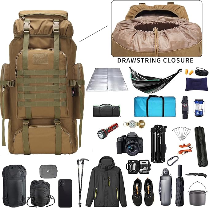 Hiking Backpack for Men 70L/100L Camping Backpack Military Rucksack Molle 3 Days Assault Pack for Climbing