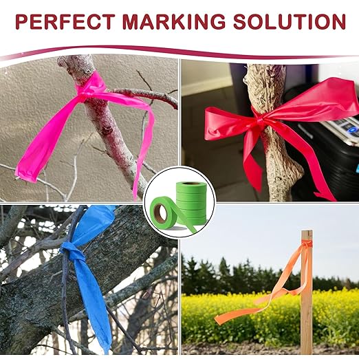 GEYYANG Flagging Tape Assorted Colors 6 Rolls,3.35 Mil Thick,1" x 98ft,Non-Adhesive Plastic Ribbon-Use As Trees Marking Tape, Boundary Marking,Surveyors,Caution, Survey