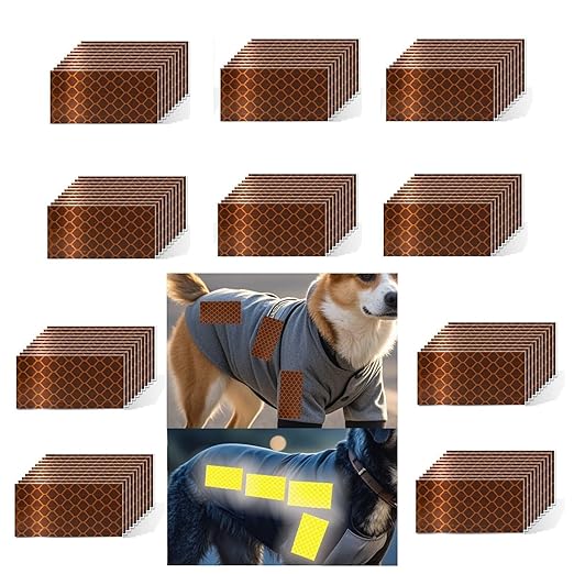 Non Fading Brown Reflective Stickers 1 inch X 2 inch, Outdoor Waterproof High Visibility Warning Safety Adhesive Reflector Tape (100 Pcs)