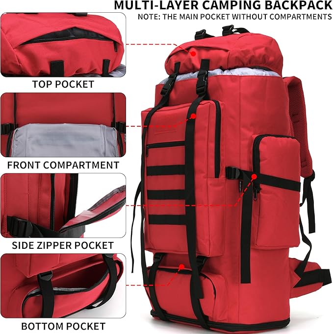 Hiking Backpack for Men 70L/100L Camping Backpack Military Rucksack Molle 3 Days Assault Pack for Climbing