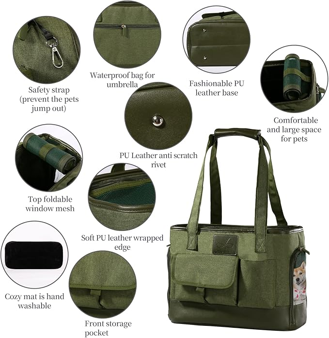 Dog Carrier, Cat Carrier, Pet Carrier, Foldable Waterproof Premium Oxford Cloth Dog Purse, Portable Bag Carrier for Small to Medium Cat and Small Dog