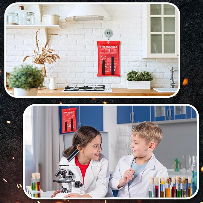 Macarrie 10 Pack 47" x 47" Fire Blanket Emergency for Home Kitchen Safety Suppression Blanket Fiberglass Fireproof Survival for Car Office