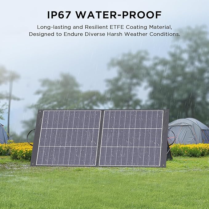 N-Type 16BB Ultralight 100 Watt Portable Solar Panel for Power Station,RV Essentials, Foldable Solar Charger with 25% High Efficiency IP67 Waterproof 2 Kickstands for Camping RV Trip