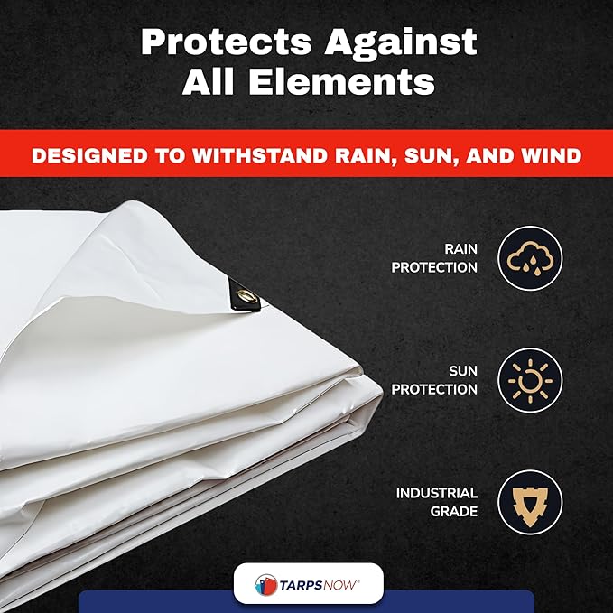 Tarps Now 40x40 Feet Heavy Duty Waterproof Tarp | 12 MIL Poly Tarp with Reinforced Edges & Aluminum Grommets | Weatherproof Tarpaulin for Roof, Outdoor, Camping | Large Brown Tarp Cover