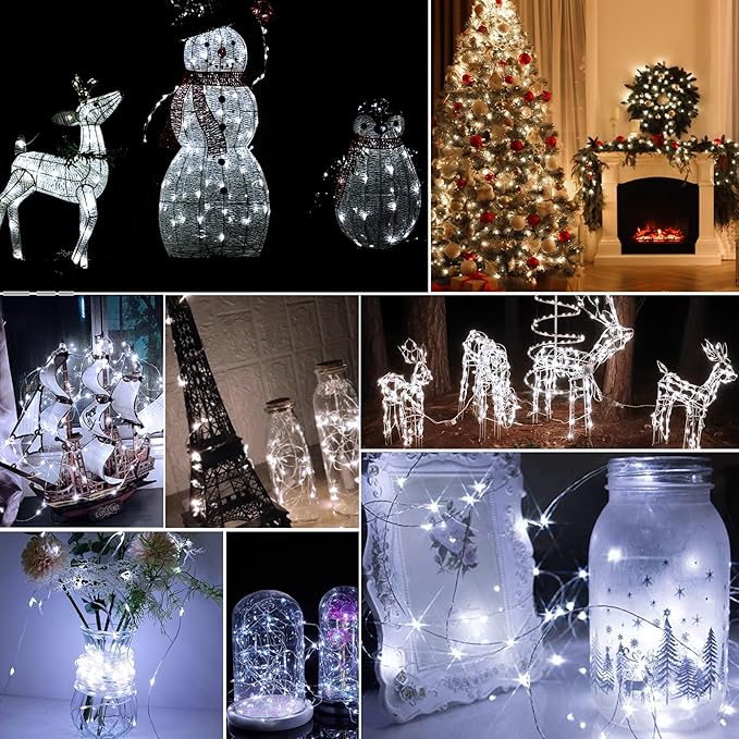 pozzolanas 6 Pack White Battery Operated String Lights with Remote - 7ft Waterproof Fairy Lights with 20 LEDs for Home, Mason Jar, Party, Wedding, Halloween, Christmas Decorations
