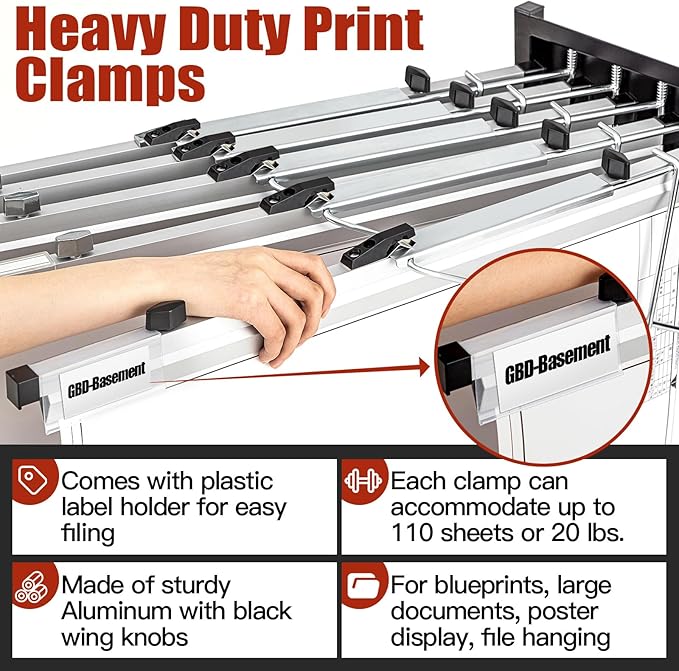 Estune 24 Pcs Blueprint Hanging Clamps Binding Strips Storage for Construction Paper Poster Plans Drawings Arts (24 Inches)