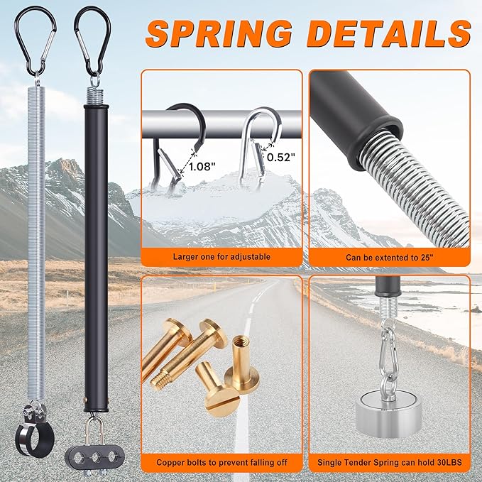 15FT Air Line Hose Kits, 3 in 1 Air Line for Truck Tractor Trailer, Semi AirLine Assembly with Gladhand, Gladhand Holder, Extension Handles, 16IN Tender Spring Kit, 7 Way Trailer Connect Socket