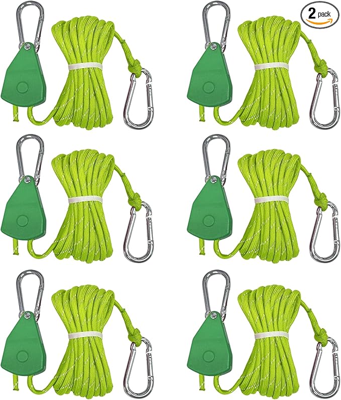 14ft Retractable Paracord Rope Tie Down Ratchet Strap Small Straps Mini Rope Cam Lock Tent Canopy Tie Down Adjustable Outdoor Windproof Tightener Tensioner Hanger Grow Light 5/32"