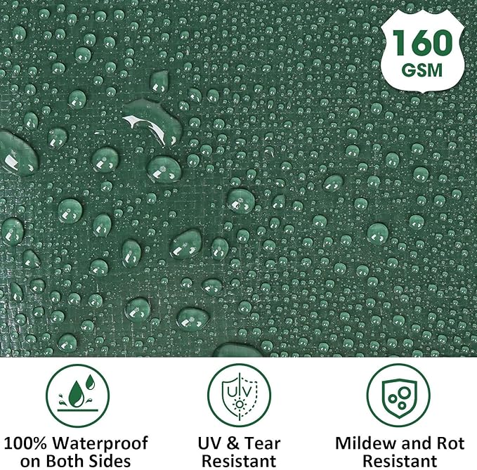 Heavy Duty Double-Sided Waterproof Poly Tarp 10x12 Feet 8mil Thick Polyethylene Tarps, Perfect for Outdoor Use, Plastic Cover & Mat for Tent Camping Storage Boat Bikes Vehicles