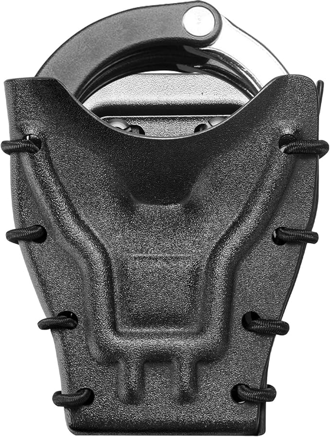 Handcuff Case Compatible with ASP, Chain, Hinged, and Rigid Folding Handcuffs – OWB Kydex Cuff Holder with Belt Clip or MOLLE Mount – Fits 1.5"-2.25" Belts – Black/Basketweave Options