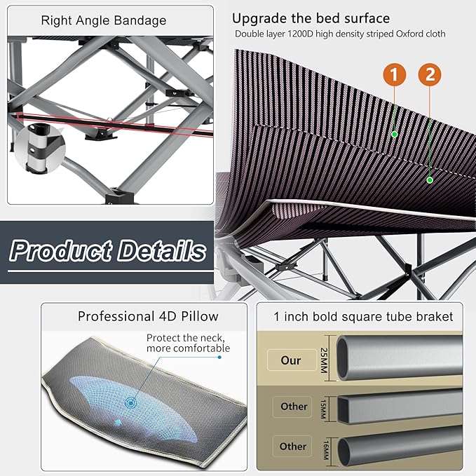ABORON Heavy-Duty Folding Guest Bed for Adults, 500lb Capacity, Portable Extra Cot with 1203D Double Layer, Ideal for Indoor Guest Stays & Temporary Home Use