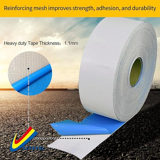 Reflective Pavement Marking Tape, Slip-Resistant & Durable. Heavy-Duty Rubber Base for Outdoors. Ideal for Driveways, Walkways & Parking Areas (White, 4 Inch X 148 Feet)
