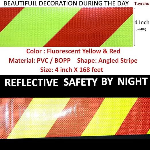 Reflective Tape 4 Inch x 168 Feet, Outdoor Waterproof High Visibility Adhesive Stickers, HGH Intensity Strips for Vehicles