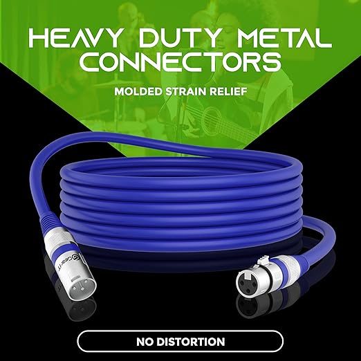 GEARit XLR Male to Female Microphone Cable (100 Feet, 1 Pack) 3-Pin Balanced Shielded Mixer, Recording Studio, Podcast - Blue
