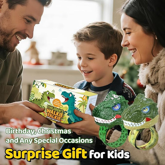 Vvinca Dinosaur Walkie Talkies for Kids 2 Pack - Toys for Boys Age 3-5 5-7 8-12 T-Rex Adjustable Wrist Strap Long Range Clear Sound Outdoor Camping Gears Christmas Birthday Easter Gifts, Green