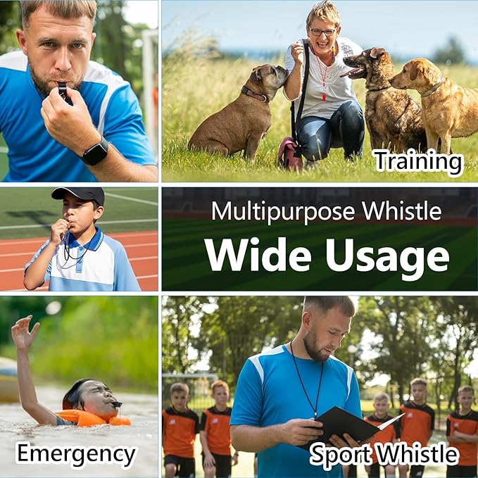 10-Pack Whistle Emergency Set - Lifeguard Whistle, Whistles Bulk for Coaches, Coaches Whistles with Lanyard - Durable Plastic & Stainless Steel