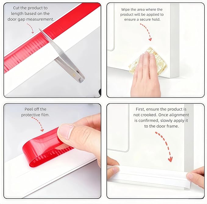 Adjustable Door Seal, Under Door Draft Blocker, Soundproofing Strip, Weather Stripping, Blocks Cold Air & Noise, Strong Adhesive Tape, Anti-Collision Design, Easy Install 2" W x 39" L, White