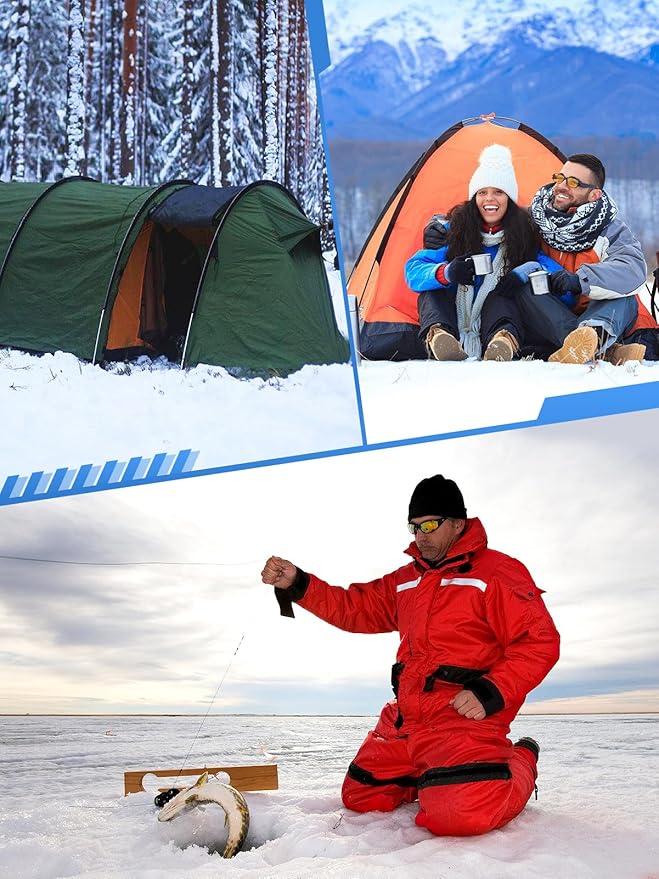MADHOLLY Universal Ice Anchor Tool- Ice Anchor Drill Adapter Kit, 4 Ice Fishing Shelter Stake Nail 1/4" Adapter Head for Ice Insert Sewing- Ice Shanty Anchors for Setting Up Shelter Tent Dad Gifts