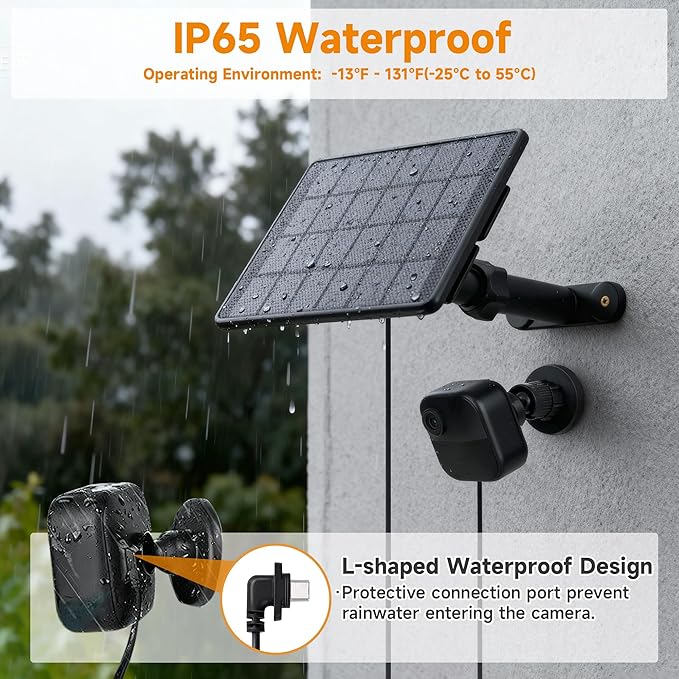 Solar Panel for Blink Outdoor 4(4th Gen)/Blink Outdoor(3rd Gen) XT3 and Blink XT2/XT Camera,6W Solar Charger for Blink with 360° Adjustable Mount 5.9in to 8.7in,9.84ft Outdoor Power Cable,Waterproof