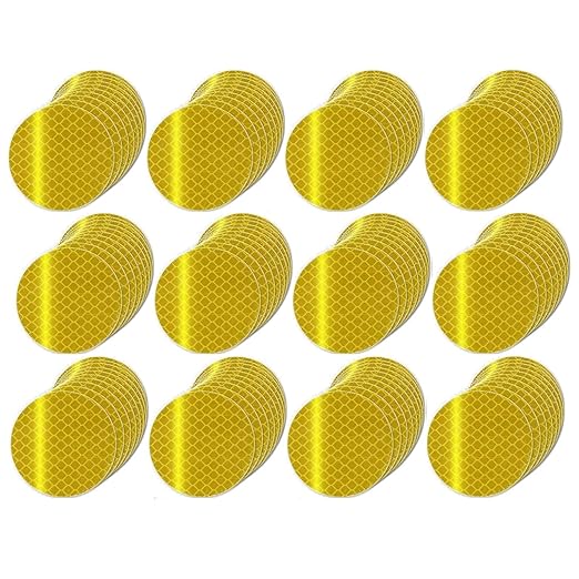 Yellow Reflective Stickers 2-inch Diameter Round Reflector, Outdoor Waterproof High Visibility Warning Adhesive Tape (120 Pcs)