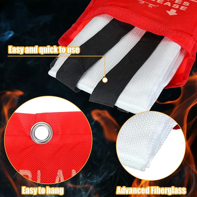 50 Pack Fire Blanket for Home and Kitchen Bulk 39 x 39 Inch Emergency Fire Blanket Fiberglass Fire Blankets Emergency Fire Retardant Blankets for Home,Kitchen,Camping School(White)