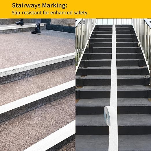 Reflective Pavement Marking Tape Slip-Resistant and Durable, Heavy-Duty Rubber Base for Outdoor Applications, Perfect for Driveways, Walkways, and Parking Areas (White, 4 Inch X 108 Feet)
