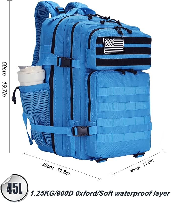 45L Tactical Assault Backpack 3 day assault pack with Molle Waterproof backpack Rucksack for Tactical Backpacks (Dark Blue)