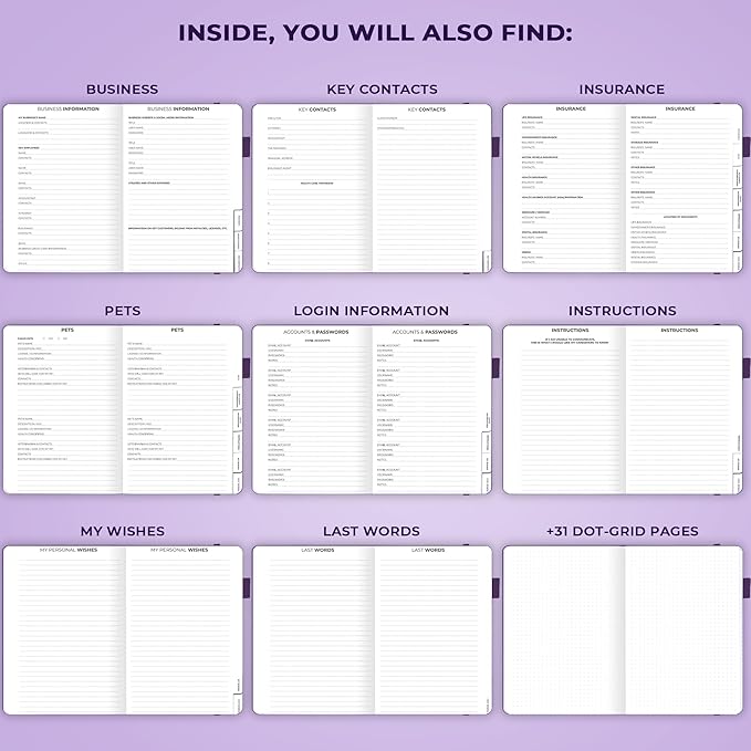 Clever Fox End of Life Planner – Final Arrangements Organizer for Beneficiary, Will Preparation, Last Wishes & Funeral Planning, A5 (Purple)