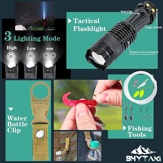 Survival Kits 37 in 1, Gifts for Men Dad Husband Valentine's Day, Emergency Survival Gear and Equipment, Camping Hiking Outdoor Adventure Cool Gadgets, Stocking Stuffers