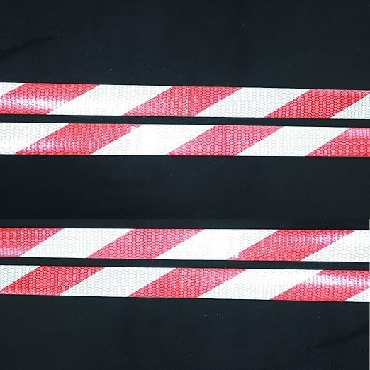 Reflective Tape Red White 1 Inch x 68 Feet, Warning Conspicuity Reflector, Night Safety Sticker for Car Trailer Clothing