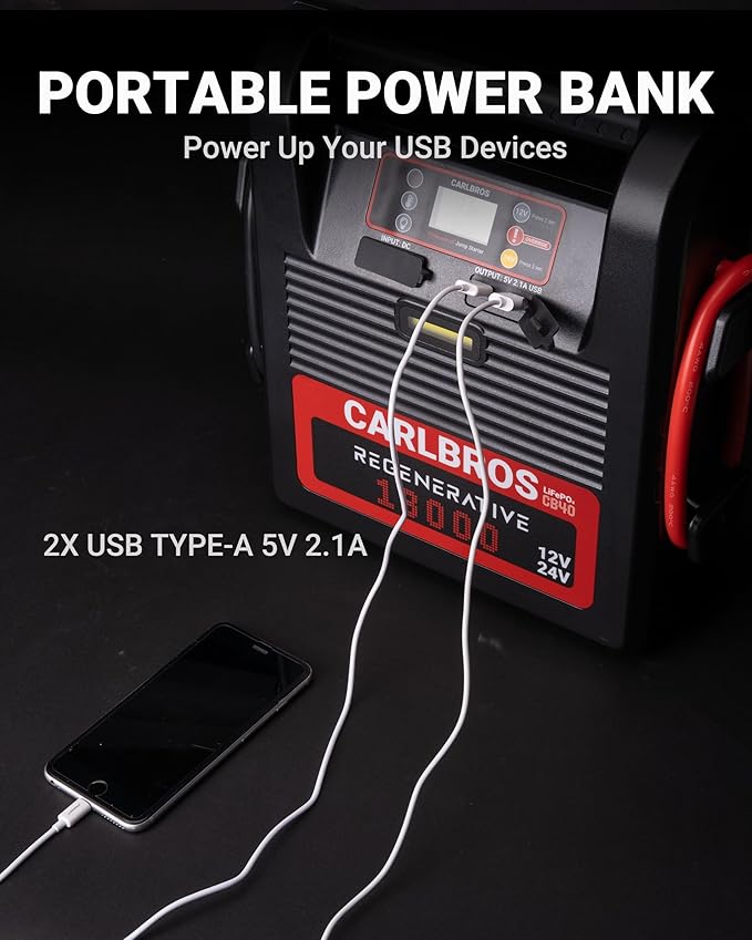 CB40 Heavy Duty Jump Starter, 40S Fast Recharge, 18000A 12/24 Volt Battery Jump Pack for Gas & Diesel Engines Up to 32L, LiFePO4 Commercial Battery Jumper Box for Truck