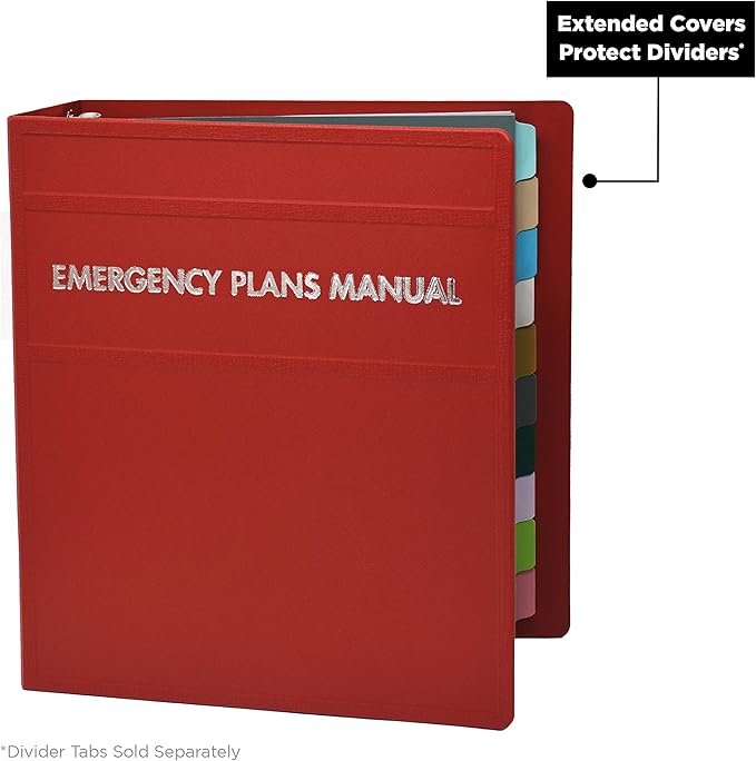 Carstens 3-Inch Heavy Duty Emergency Plans Round Ring Binder – Side Opening, Brick Red, Durable Plastic Covers, No-Gap Rings, No Pockets, Holds 400 US Letter Sheets, Made in USA (1730-3R)