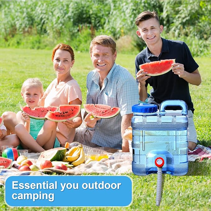 2 Pcs 2.6 Gallon Camping Water Container Storage Portable Camping Water Tank Jug with Spigot Faucet No Leakage Thick Liquid Dispenser Carrier for Emergency Outdoor Hiking Picnic Vehicle