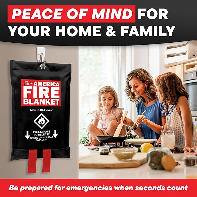America Fire Blanket, Fire Blanket – Puts Out Fires in Seconds, Never Expires, Provides Peace of Mind