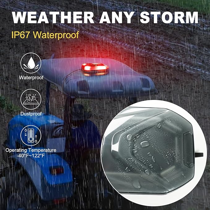 Agrieyes Magnetic Strobe Light for Trucks, 68 LED Amber Emergency Light Bar for Vehicles, Smoked LENS Beacon Flashing Warning Security Caution for Plow Snow Trailer Tractor Safety Waterproof Red