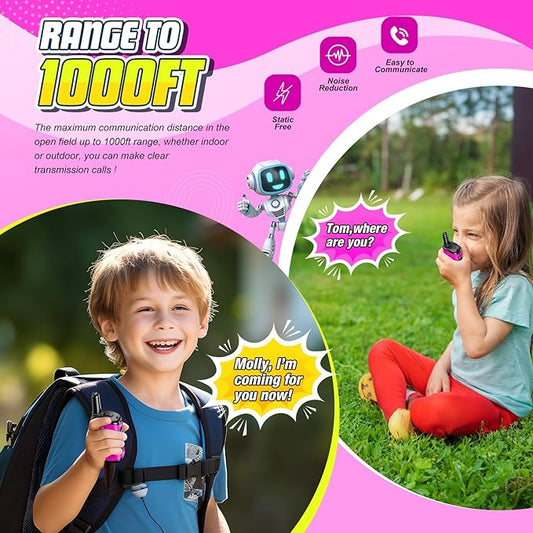 Kids Walkie Talkies Toys for Girls: comedyfun Mini Robots Walkies Talkies Pink 2 Pack Christmas Birthday Gifts for 3 4 5 6 7 8 Year Old Girls Toys Age 4 5 6 7 8 Stocking Stuffers Camping Outdoor
