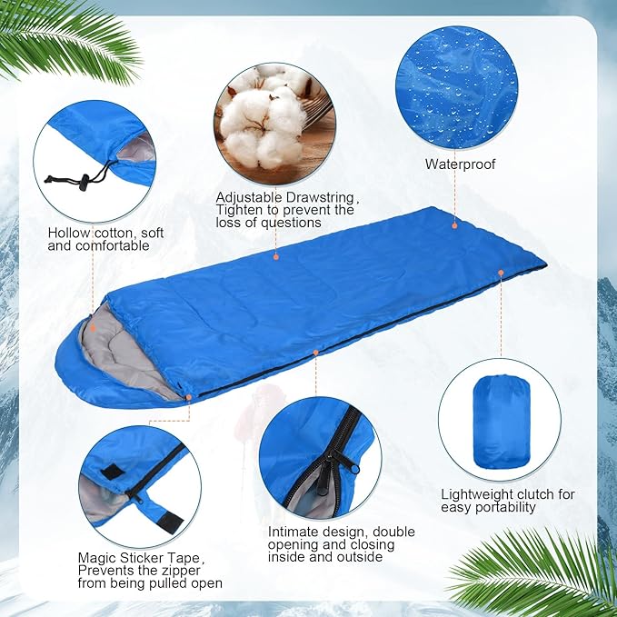 Macarrie 12 Pack Sleeping Bags Set with Compression Sacks, 6 Camping Sleeping Bags for Homeless Adults, and 6 Emergency Survival Sack for Hiking Outdoor Homeless Shelter Donation Supplies