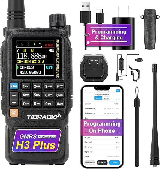 TIDRADIO TD-H3 Plus GMRS Radio Multi-Band Receiving Long Range Walkie Talkies,USB-C Programming & Charging,2500mAh Battery,NOAA Weather Radio,AM/FM Reception,DTMF VOX SCAN