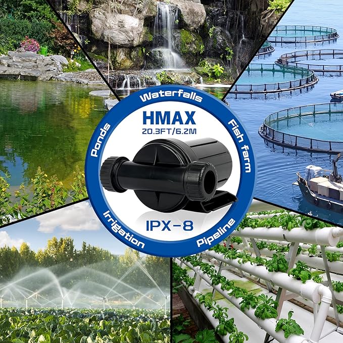 WaterRebirth (PA2000,1600GPH) High Flow Submersible Water Pump-Home/Inline Water Pump-Submersible Pump-Water Transfer Pump-Aquarium Pump