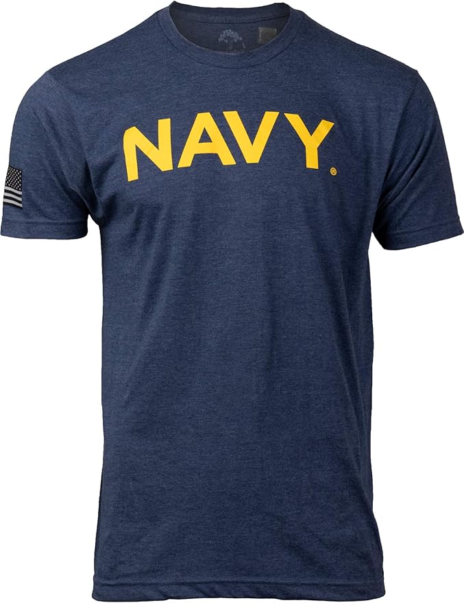 Navy Chest Print & U.S. Military Sleeve Flag | Naval Veteran Sailor Style Shirt