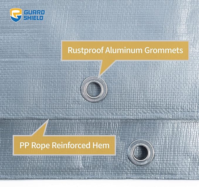 GUARD SHIELD Heavy Duty Tarp 10x12 Feet Silver Multi Purpose Thick Waterproof Poly Tarp Cover 10mil
